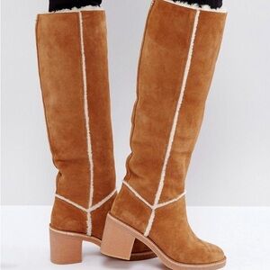 UGG Kasen Tall Heeled Knee Boots Chestnut